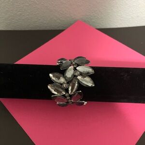 Elegant Black and Silver Floral Bracelet